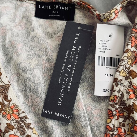 Lane Bryant Womens Floral Print Midi Dress V-Neck Short Sleeve Smocked Waist Siz - Picture 5 of 12